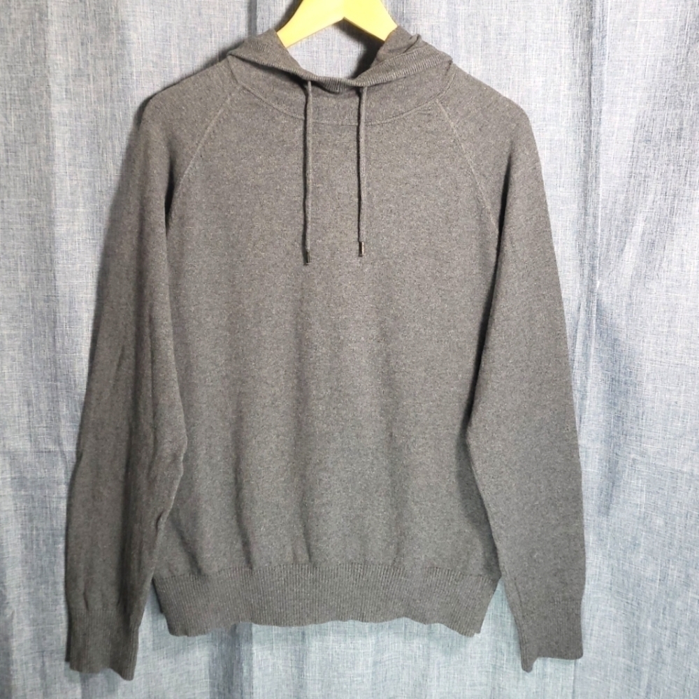 GAP Pullover Sweater Lightweight Cotton Cashmere Blend Hooded Grey Men's Size XL - Picture 7 of 7